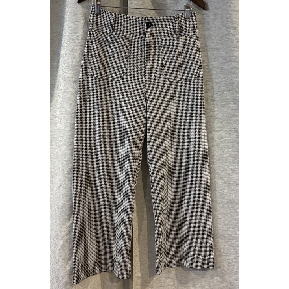Maeve The Colette Houndstooth Wide Leg Crop Pants Stretch Size 29 Office